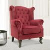 A to Z Furniture ufted Wing Chair for Living Room Bedroom High Back Arm Chair Cushioned Lounge Chair Single Seater Sofa |Luxury Rest Chair Arm Chair Sofa Fabric (Red)